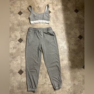 Fabletics Light Gray Waffle Loungewear Set